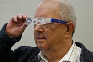 a man using power glasses