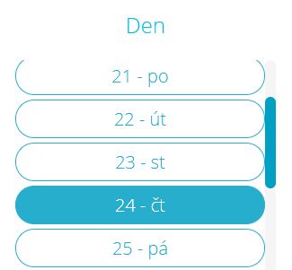 Group of links to select a desired day. The selected state of link is not marked in HTML code.