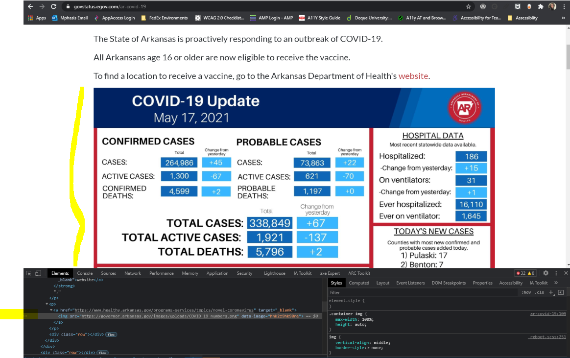 Image of a chart of COVID data