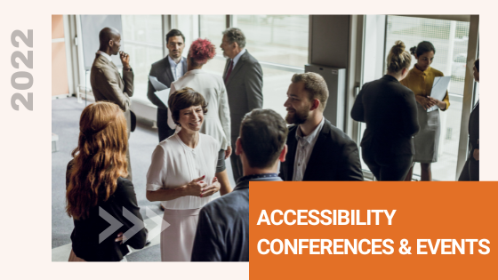 Accessibility conferences and events - background of people networking