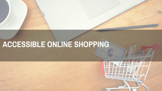 a laptop, shopping cart, text on image - Accessible Online Shopping
