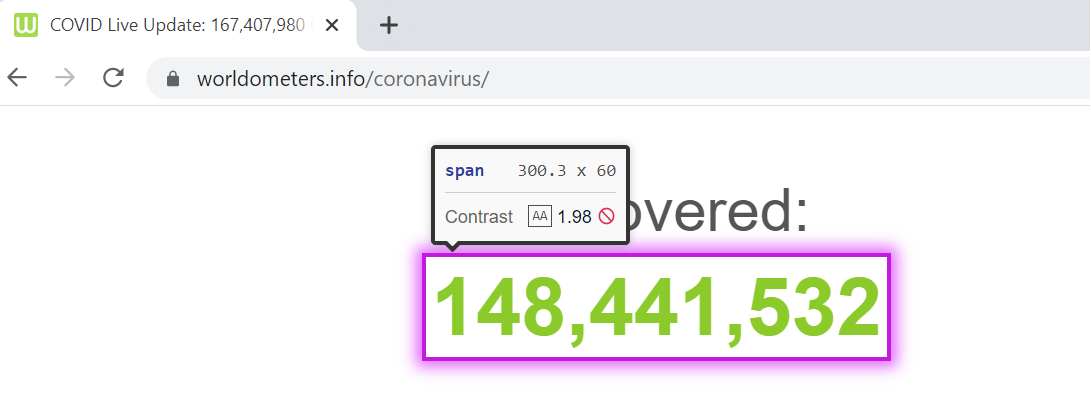 Color Contrast Fail for Recovered digit count