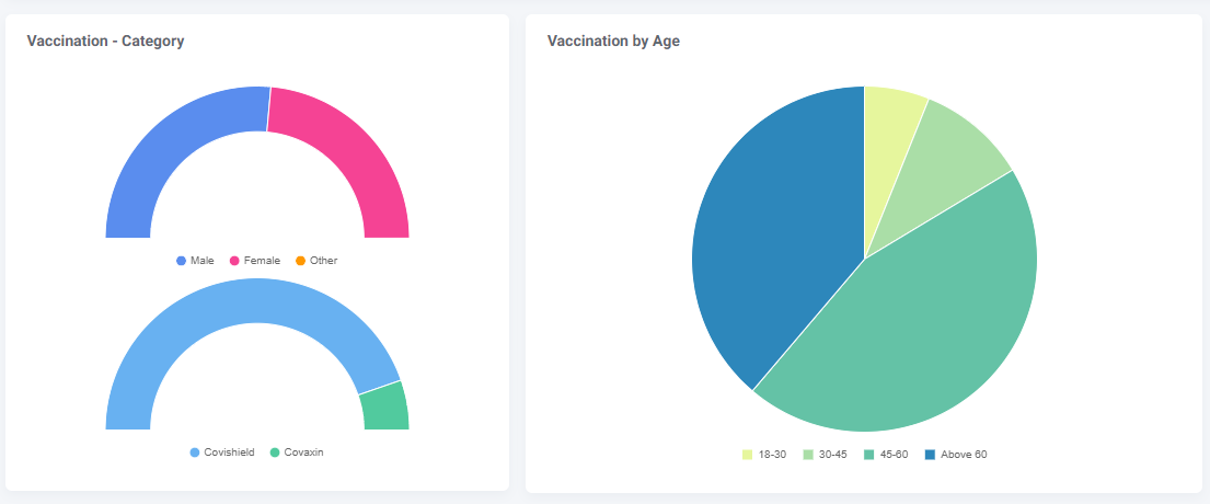 The data visualization for vaccination by category and vaccination by age