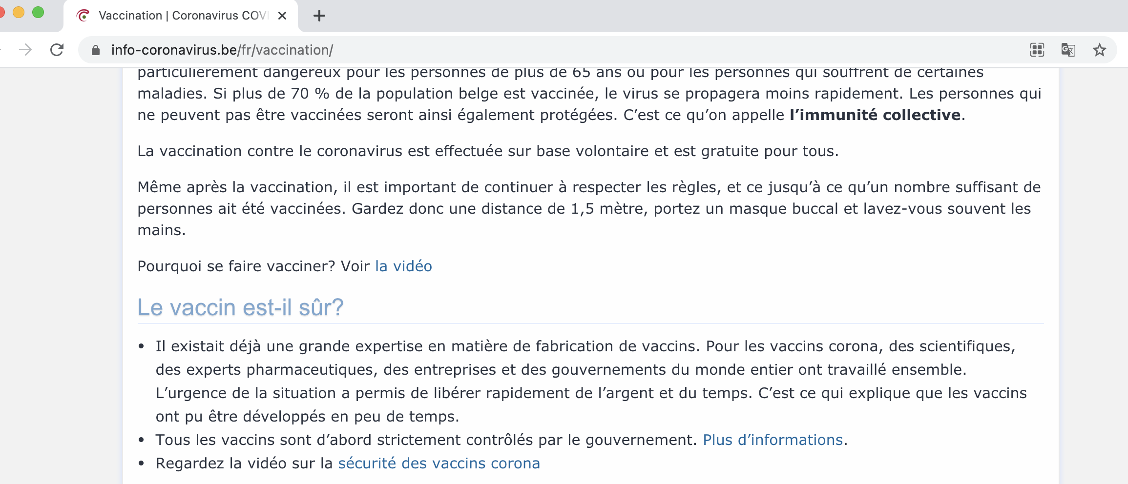 Text from Belgian corona virus information website