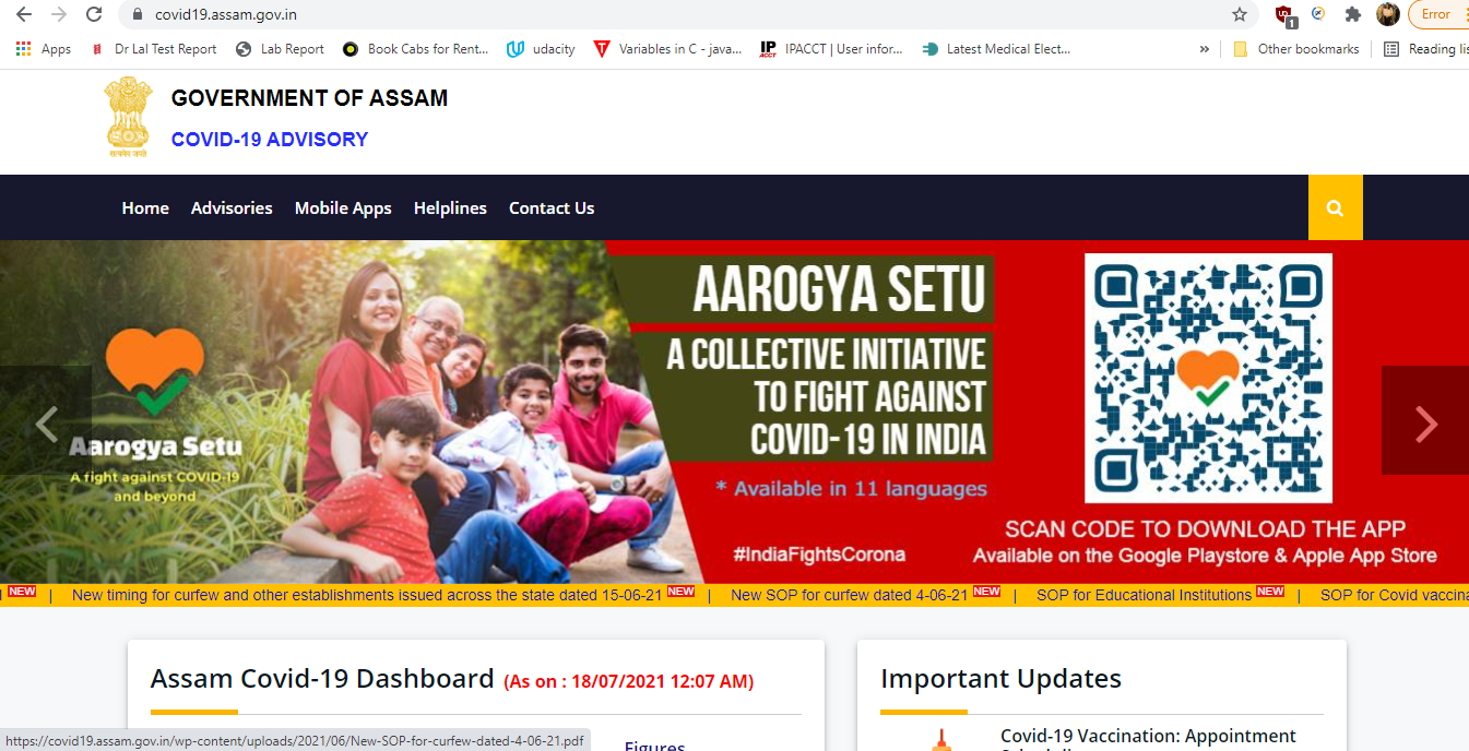 If you tab through the page https://covid19.assam.gov.in/ you won't find the keyboard focus indicator on any of the page 